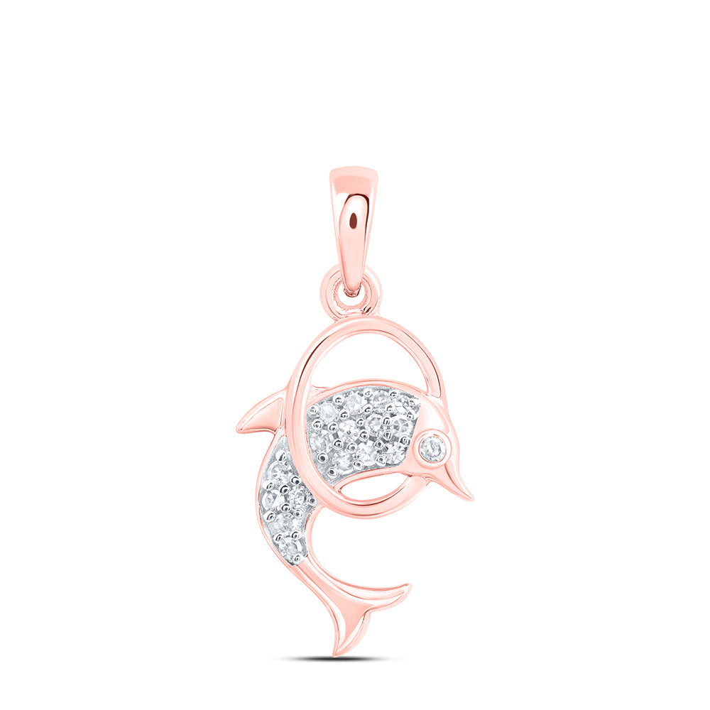 1/10CTW-NAT DIA NK GIFT DOLPHIN PENDANT