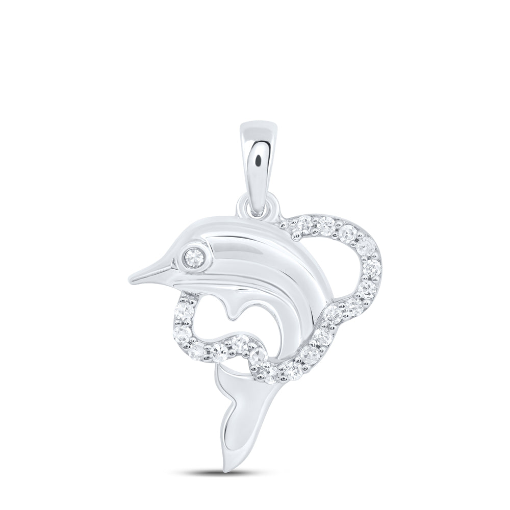 1/10CTW-NAT DIA NK GIFT DOLPHIN PENDANT