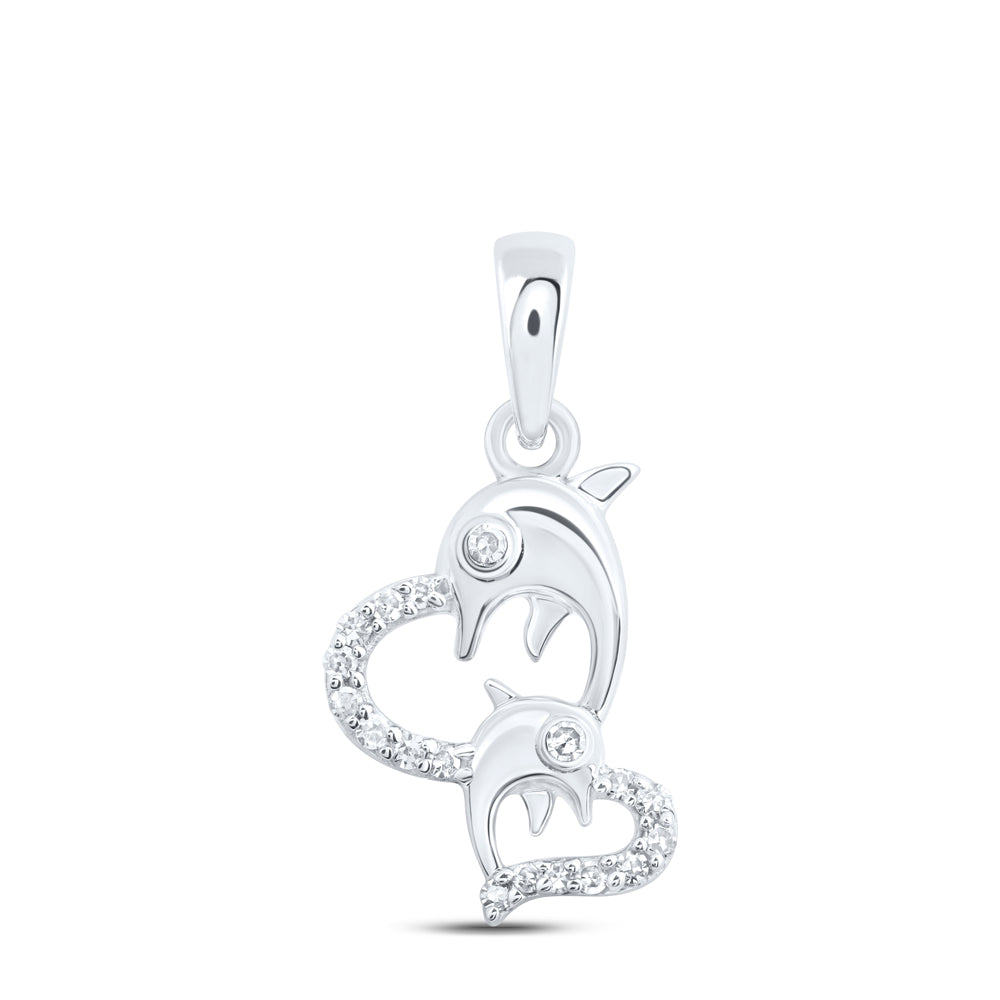 1/10CTW-NAT DIA NK GIFT DOLPHIN HEART PENDANT