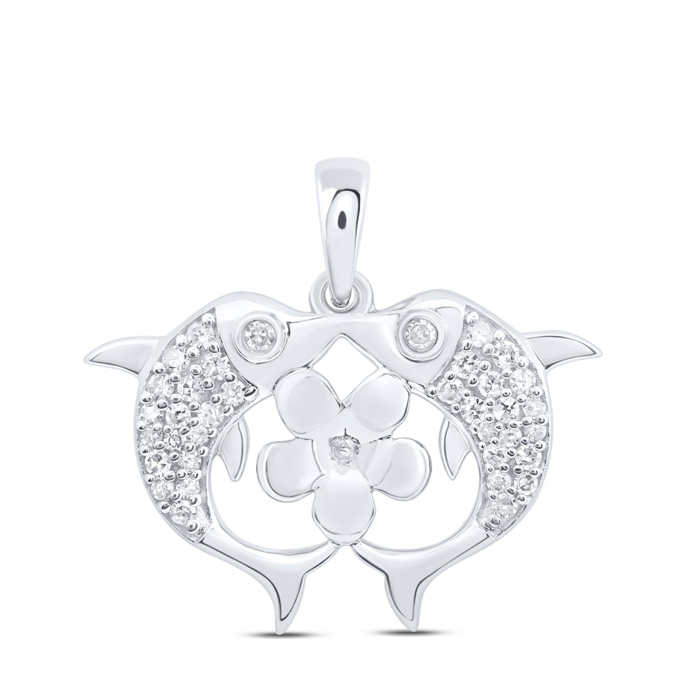 1/6CTW-DIA NK GIFT FLOWER DOLPHIN PENDANT
