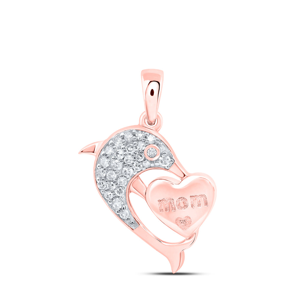 1/8CTW-NAT DIA NK GIFT MOM HEART DOLPHIN PENDANT