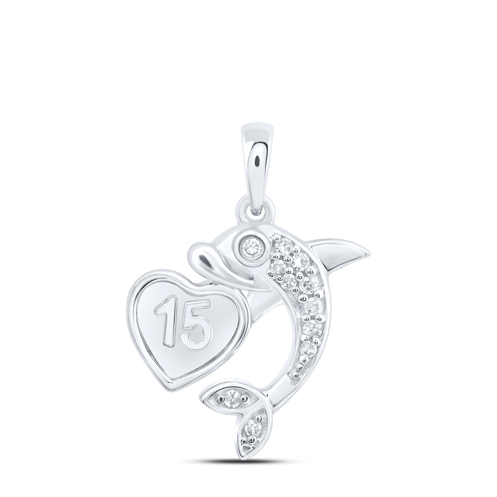1/20CTW-NAT DIA NK GIFT HEART DOLPHIN PENDANT