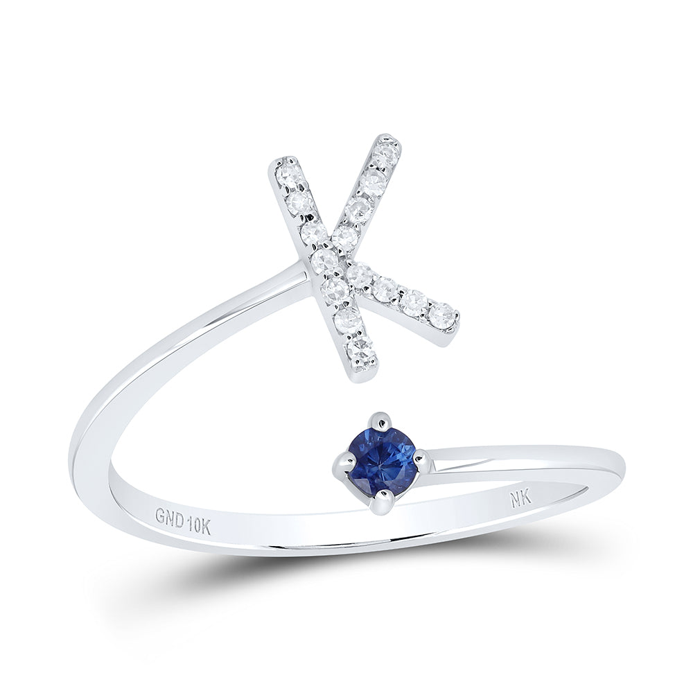 1/20CTW-DIA NK 2.5MM RD-BS NAT GEM INITIAL "K" LADIES RING