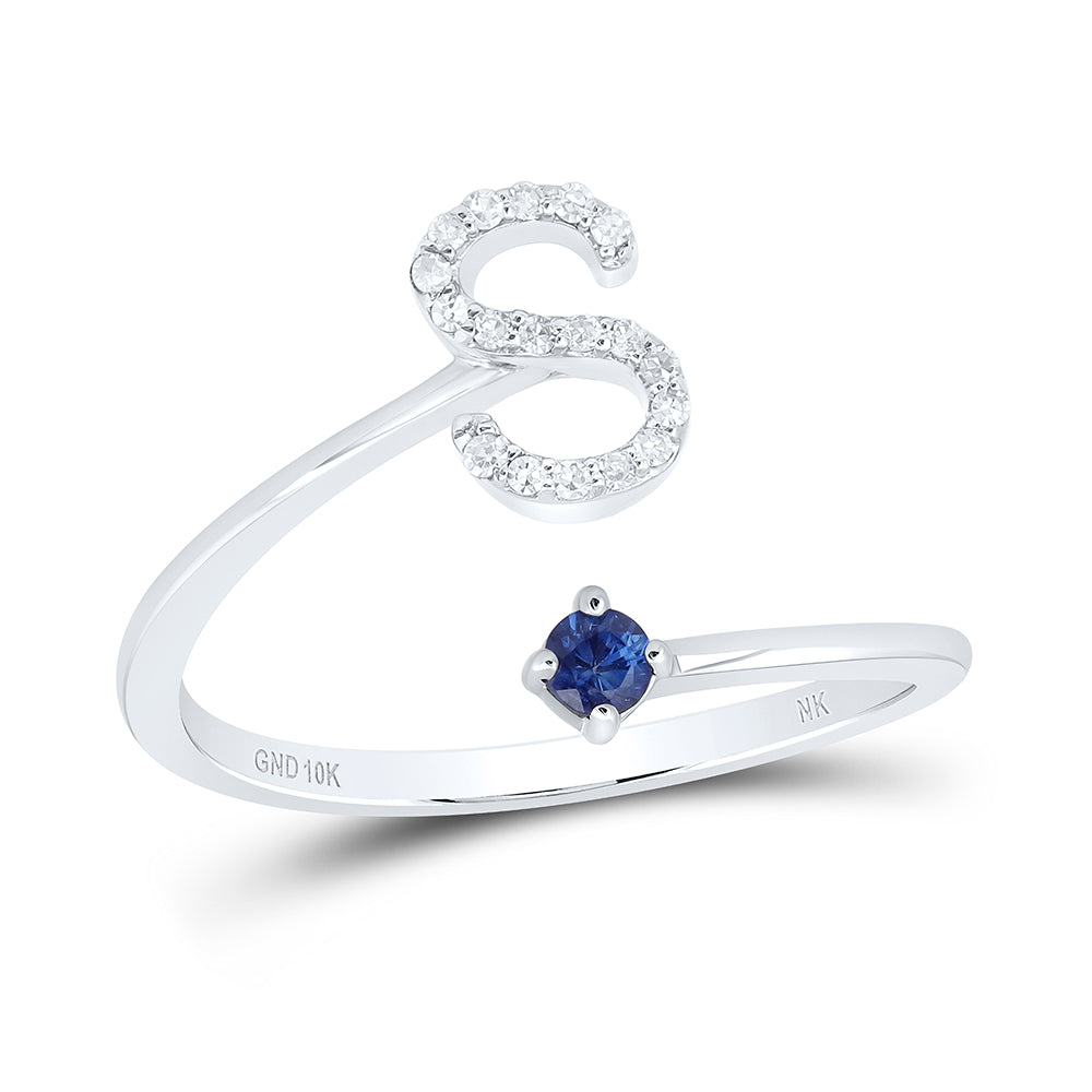 1/12CTW-DIA NK 2.5MM RD-BS NAT GEM INITIAL "S" LADIES RING
