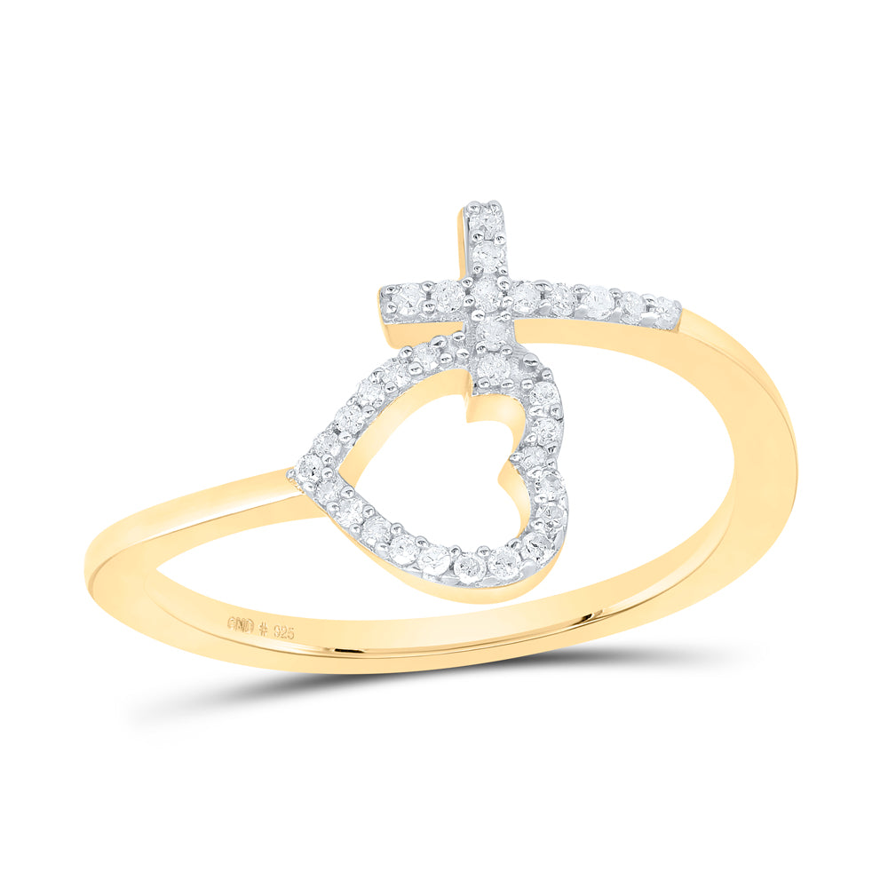 1/10CTW-DIA P1 GIFT CROSS HEART RING