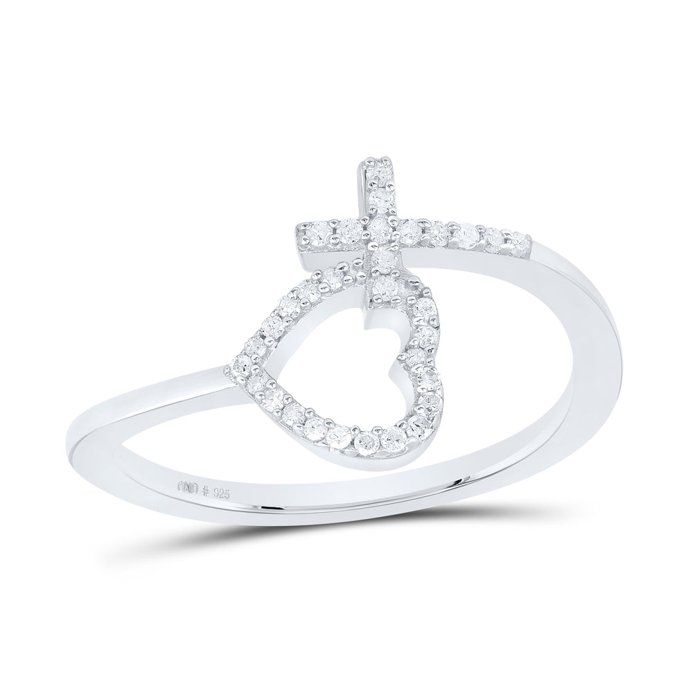 1/10CTW-DIA P1 GIFT CROSS HEART RING