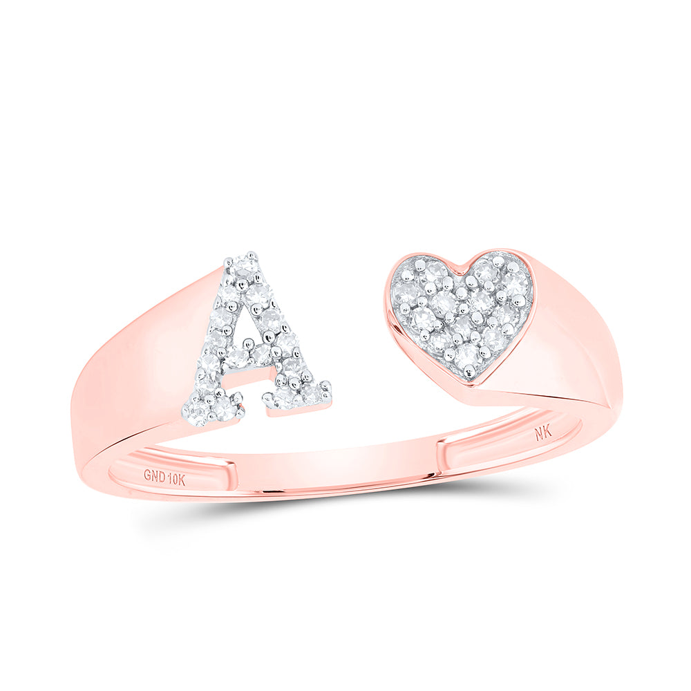 1/10CTW-DIA NK GIFT INITIAL "A" LADIES HEART RING