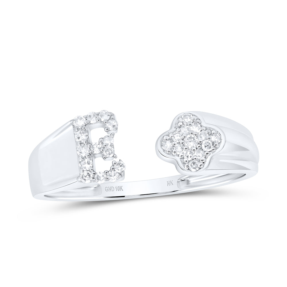1/8CTW-NAT DIA NK GIFT INITIAL "E" LADIES RING