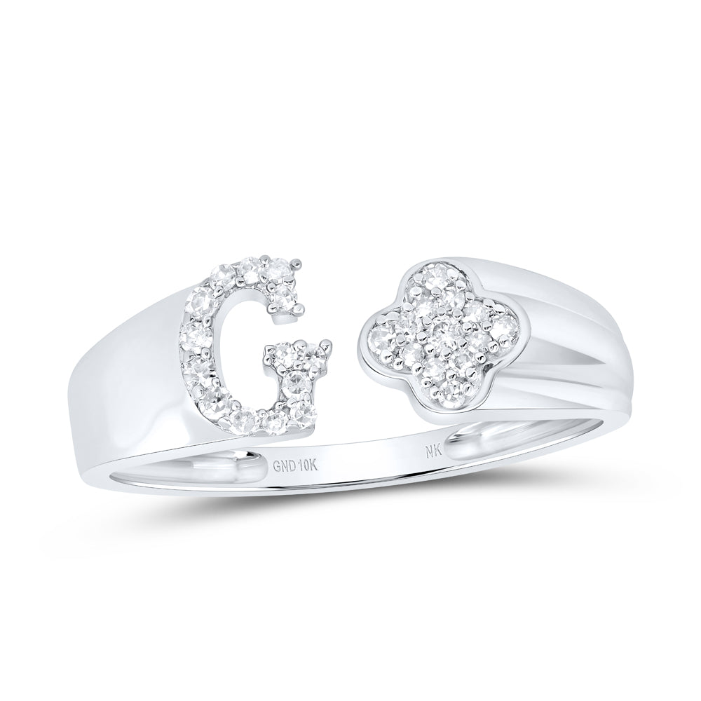 1/8CTW-NAT DIA NK GIFT INITIAL "G" LADIES RING