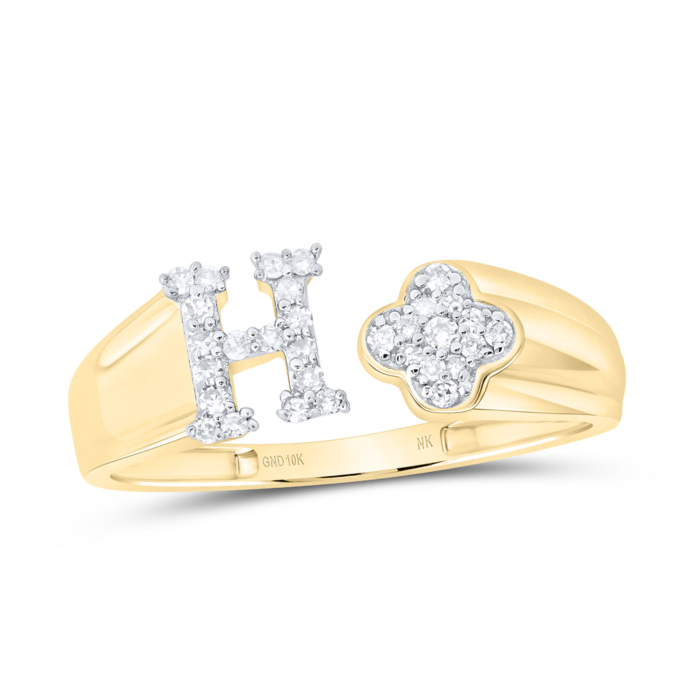 1/8CTW-NAT DIA NK GIFT INITIAL "H" LADIES RING