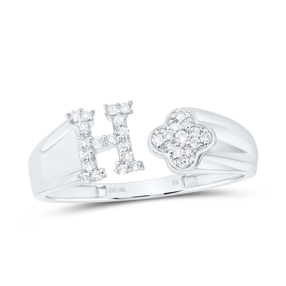 1/8CTW-NAT DIA NK GIFT INITIAL "H" LADIES RING