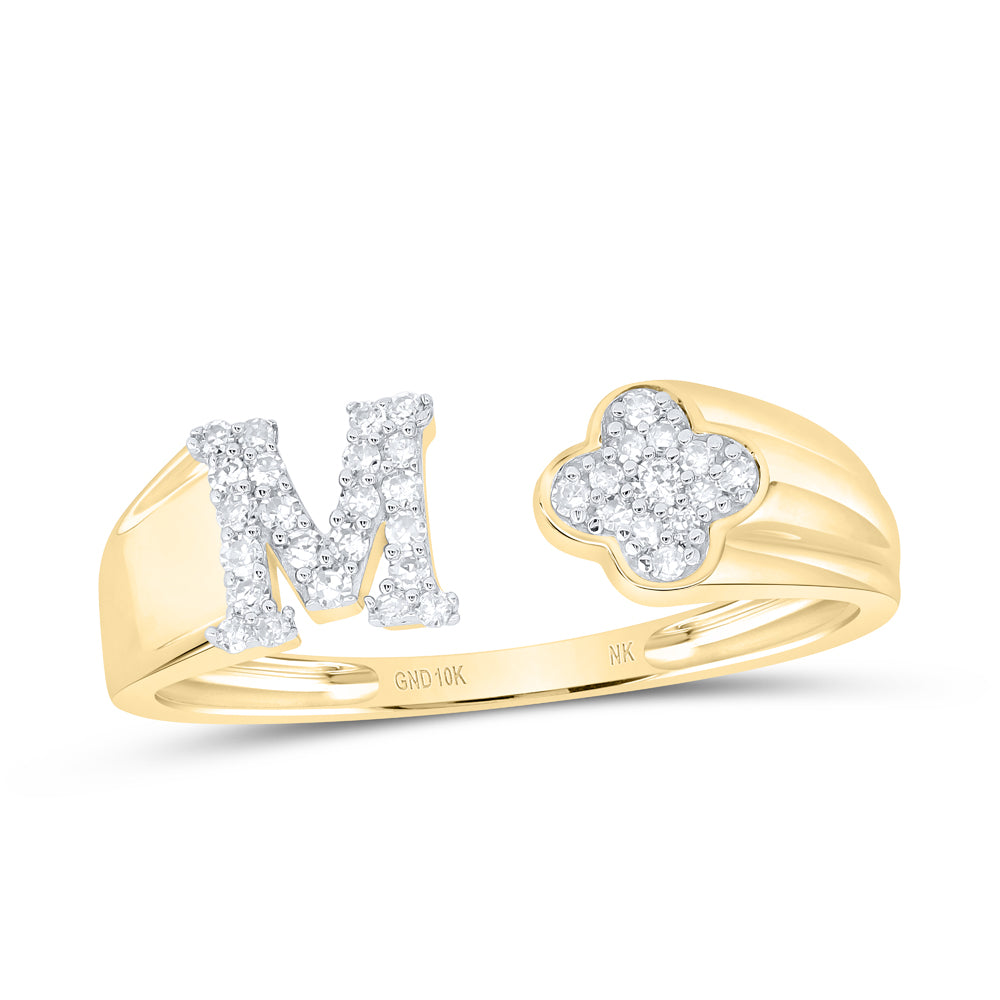 1/6CTW-DIA NK GIFT INITIAL "M" LADIES RING