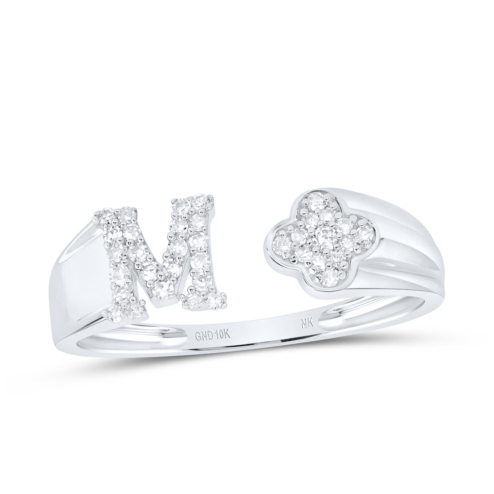 1/6CTW-DIA NK GIFT INITIAL "M" LADIES RING