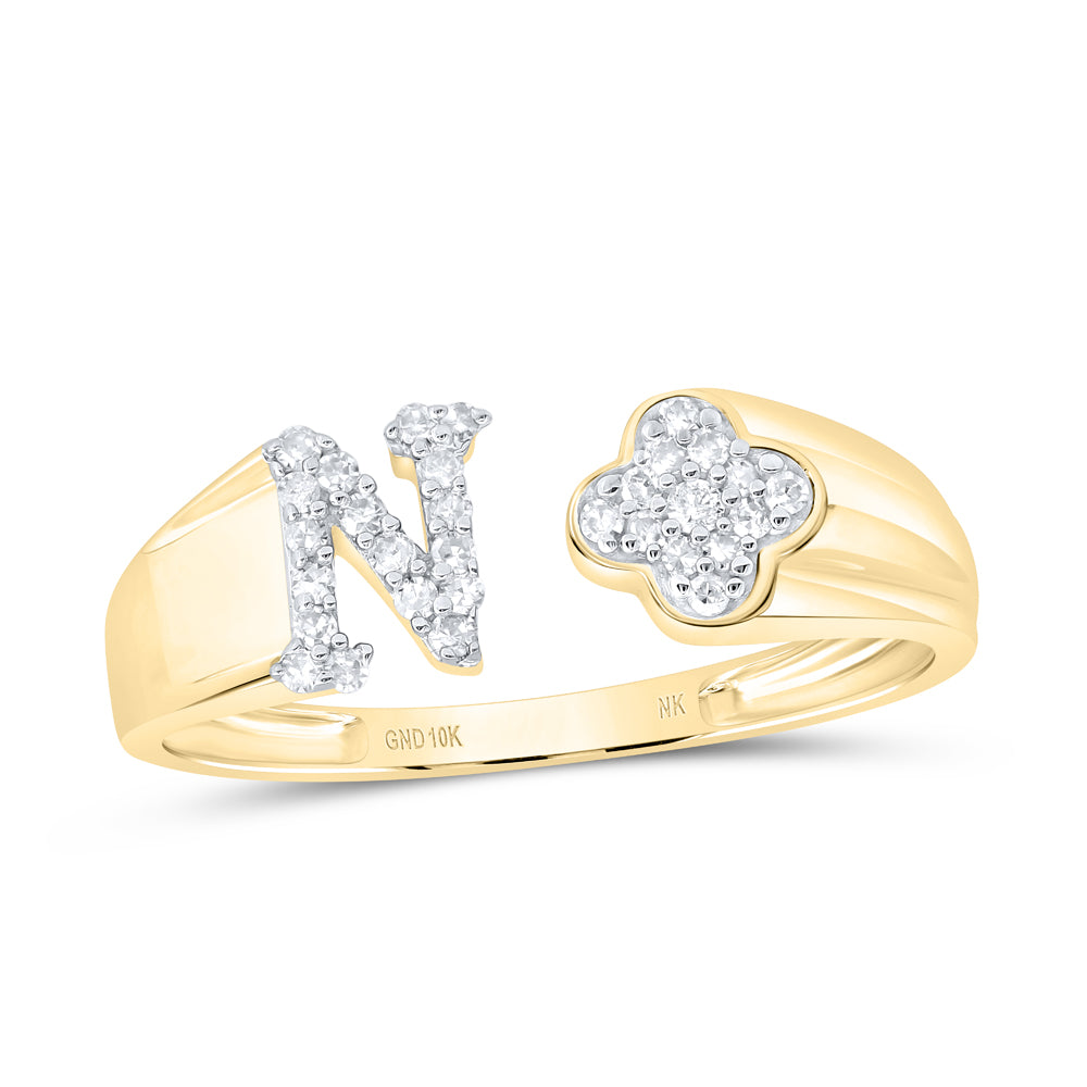 1/8CTW-NAT DIA NK GIFT INITIAL "N" LADIES RING