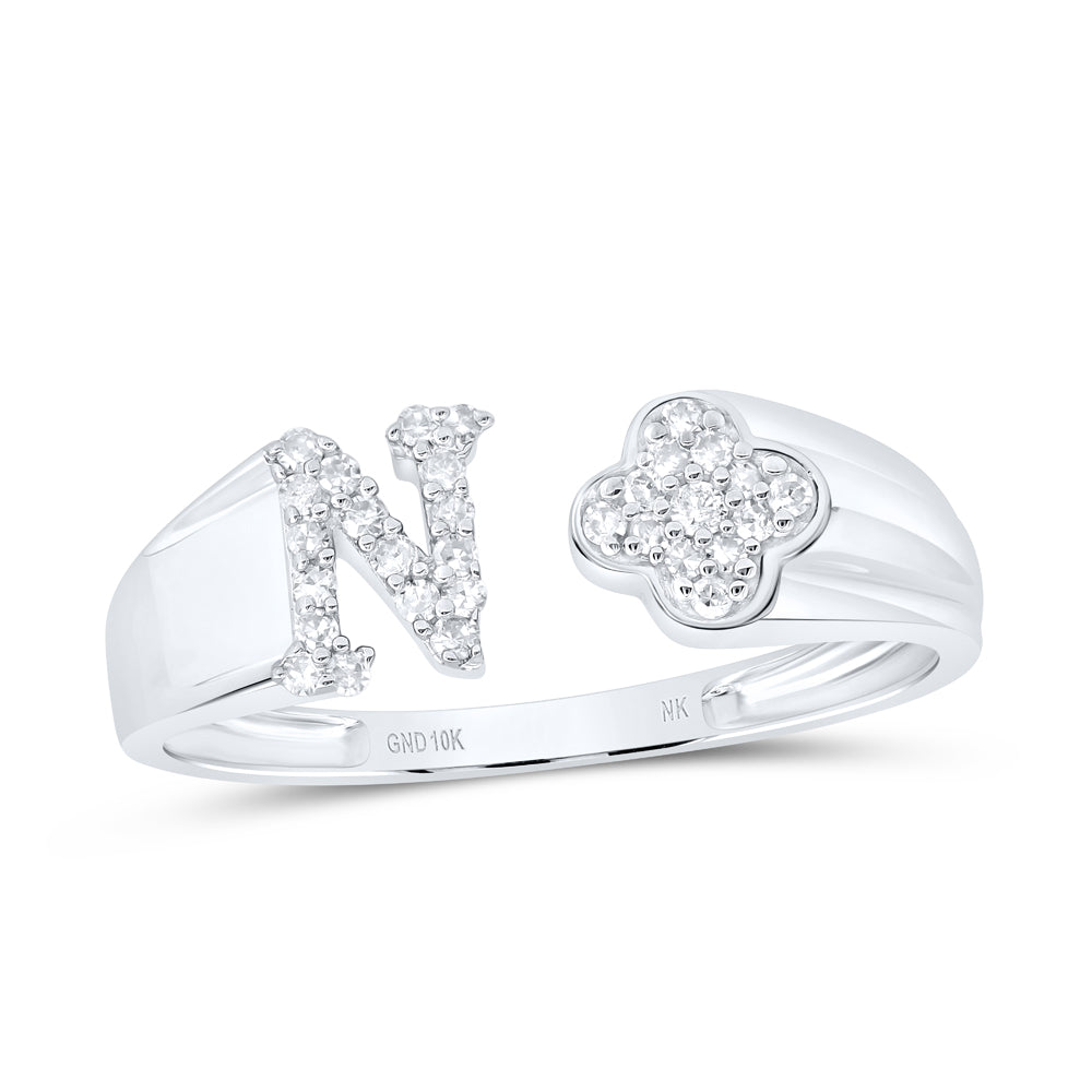 1/8CTW-NAT DIA NK GIFT INITIAL "N" LADIES RING