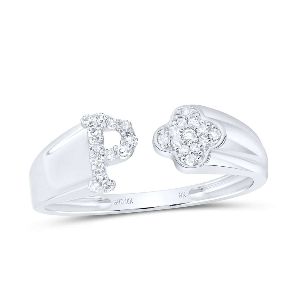 1/8CTW-NAT DIA NK GIFT INITIAL "P" LADIES RING