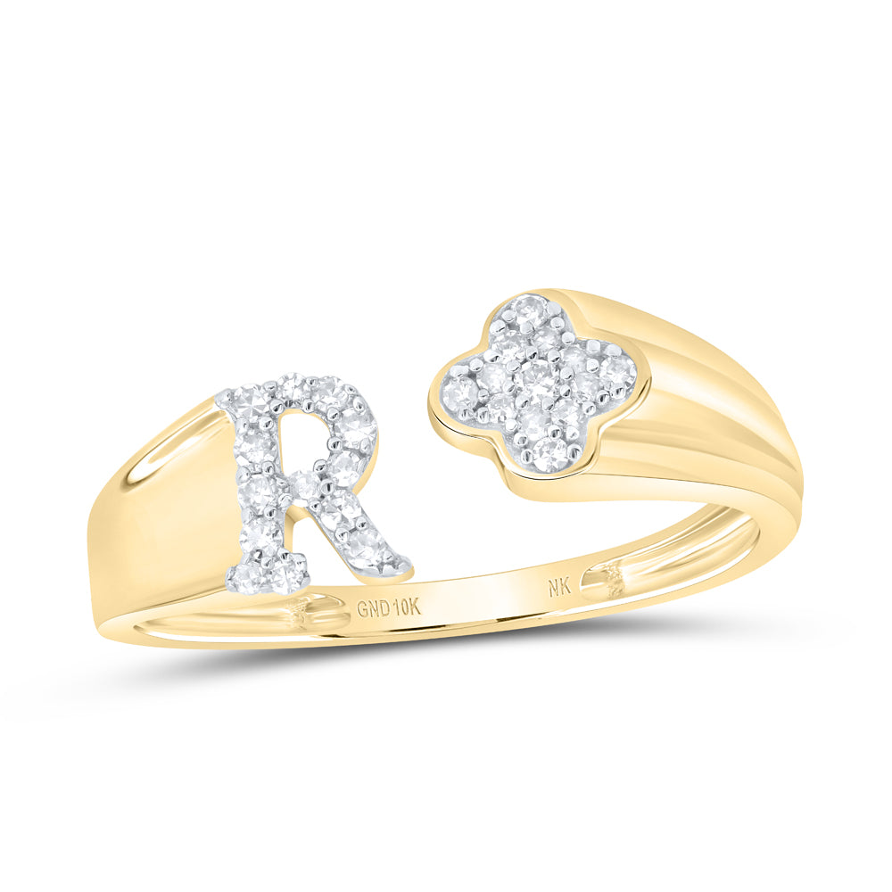 1/8CTW-NAT DIA NK GIFT INITIAL "R" LADIES RING