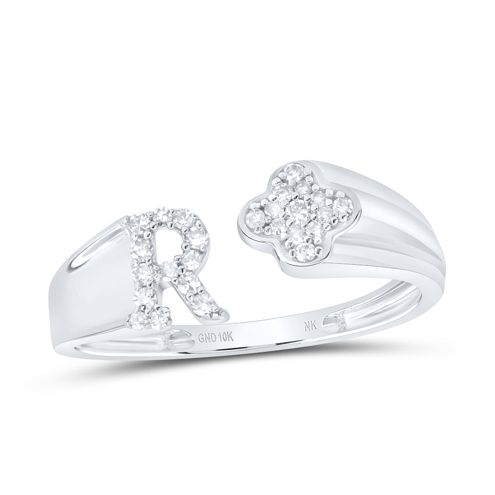 1/8CTW-NAT DIA NK GIFT INITIAL "R" LADIES RING