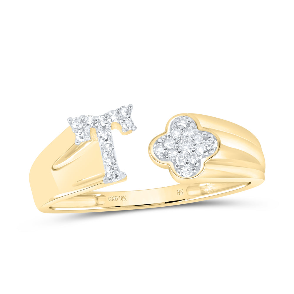1/8CTW-NAT DIA NK GIFT INITIAL "T" LADIES RING