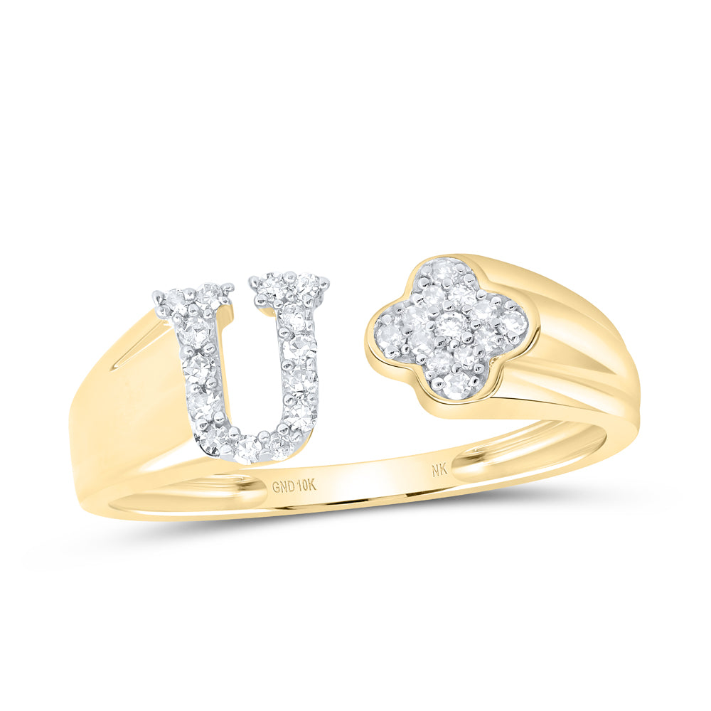 1/8CTW-NAT DIA NK GIFT INITIAL "U" LADIES RING
