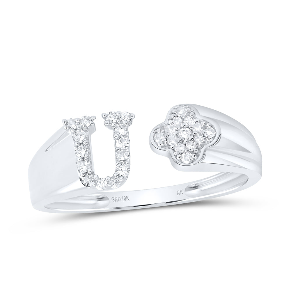 1/8CTW-NAT DIA NK GIFT INITIAL "U" LADIES RING