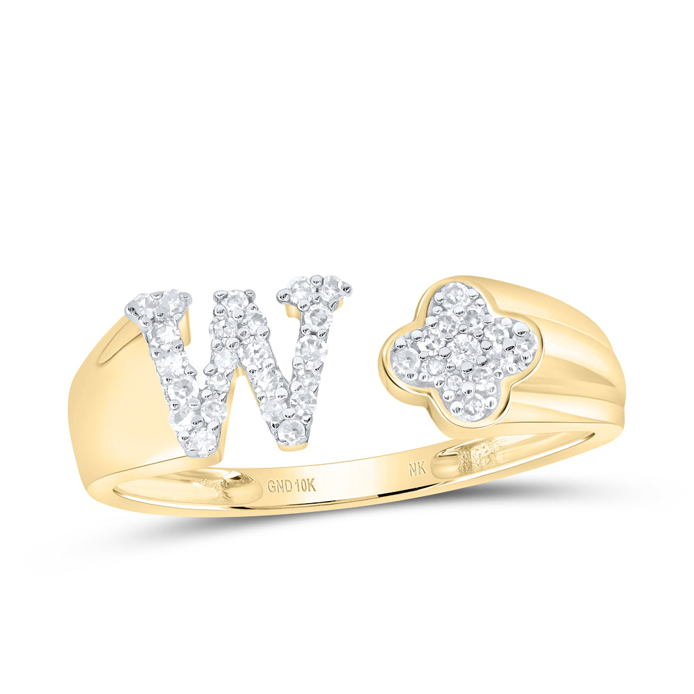 1/6CTW-NAT DIA NK GIFT INITIAL "W" LADIES RING