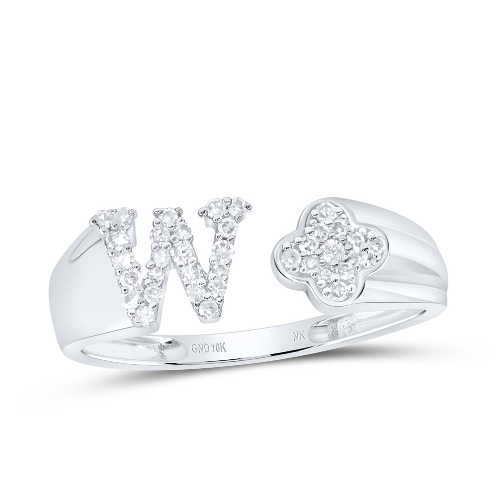 1/6CTW-NAT DIA NK GIFT INITIAL "W" LADIES RING