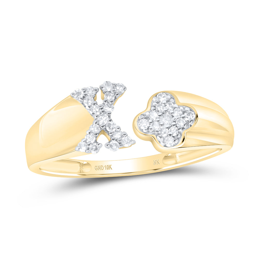 1/8CTW-NAT DIA NK GIFT INITIAL "X" LADIES RING