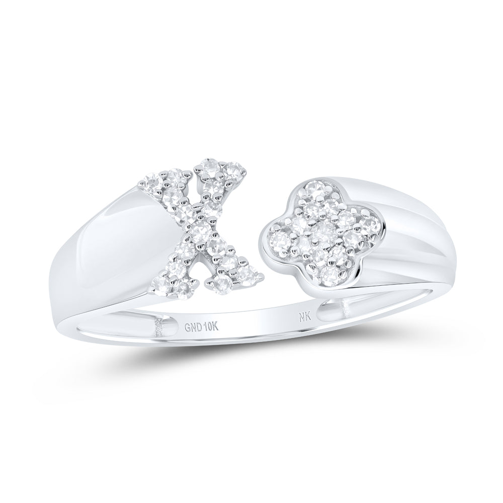 1/8CTW-NAT DIA NK GIFT INITIAL "X" LADIES RING