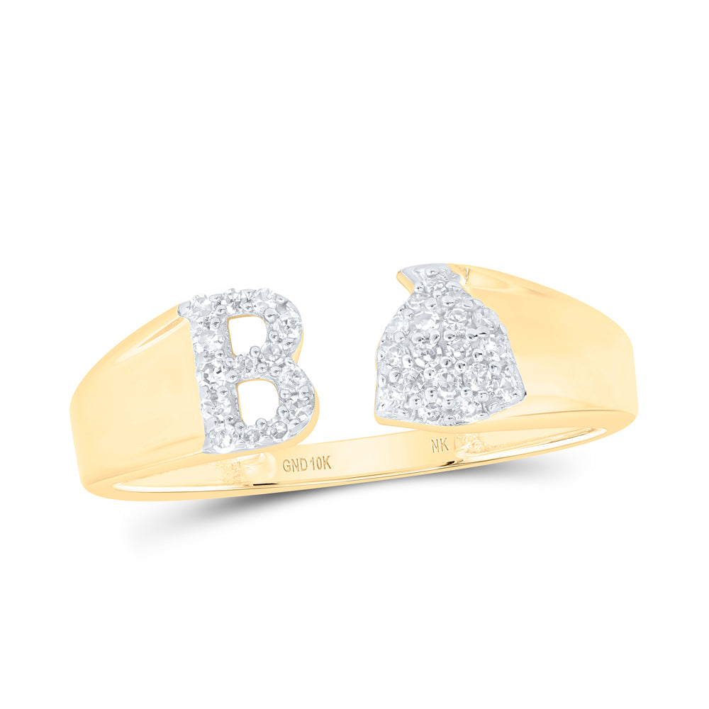 1/8CTW-NAT DIA NK GIFT INITIAL "B" LADIES RING