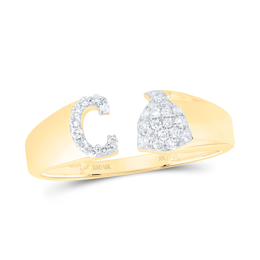 1/8CTW-NAT DIA NK GIFT INITIAL "C" LADIES RING