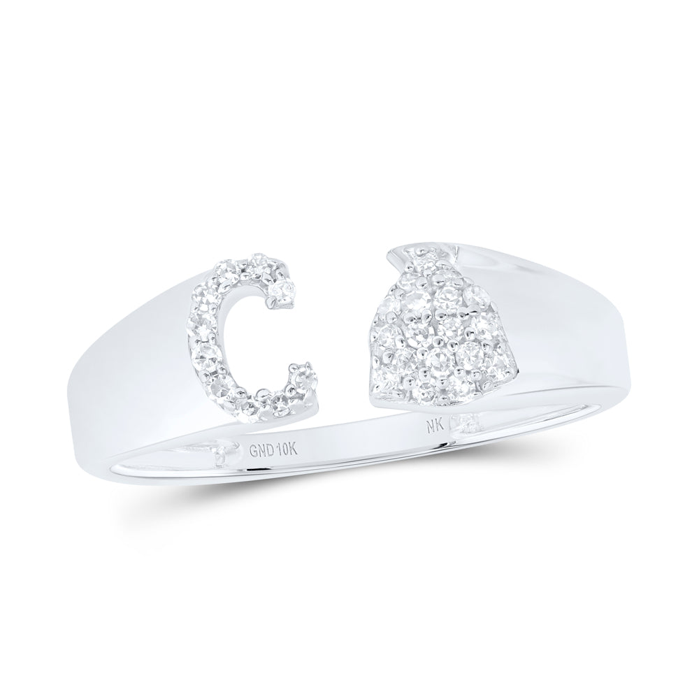 1/8CTW-NAT DIA NK GIFT INITIAL "C" LADIES RING