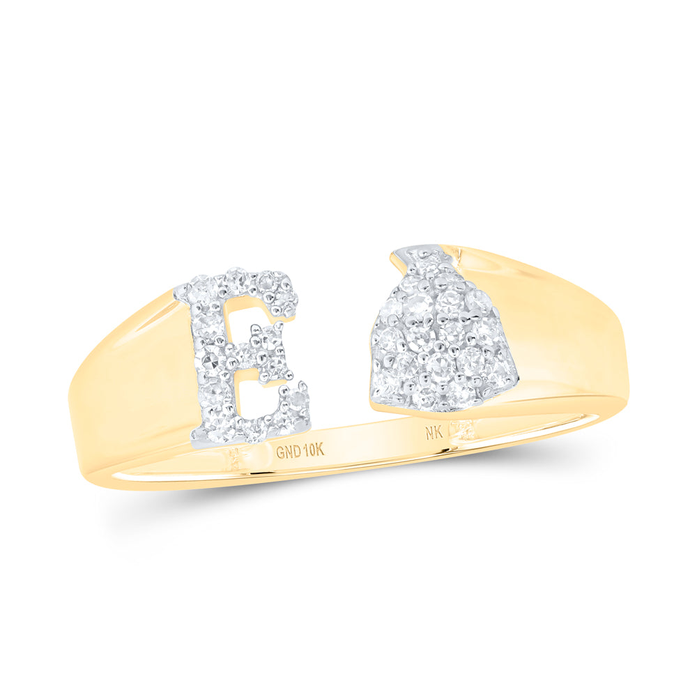 1/8CTW-NAT DIA NK GIFT INITIAL "E" LADIES RING