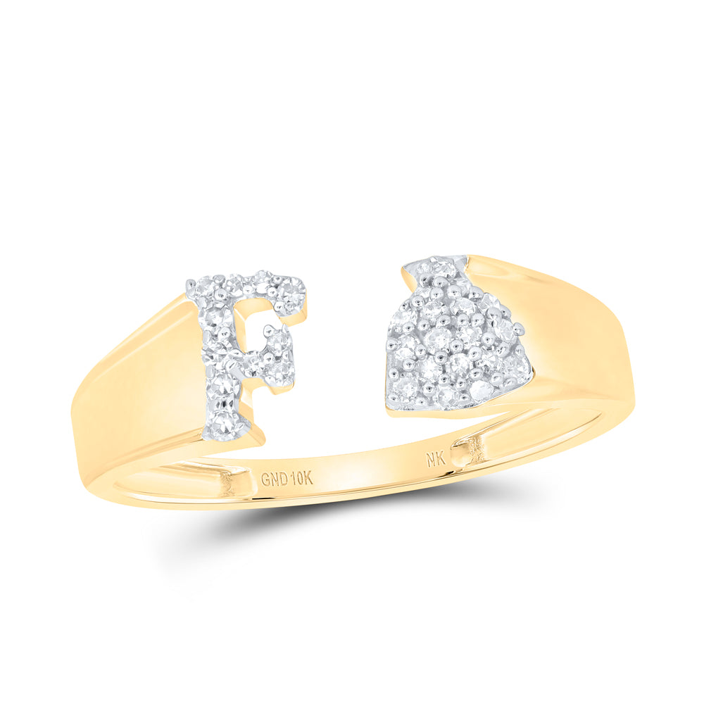 1/8CTW-NAT DIA NK GIFT INITIAL "F" LADIES RING