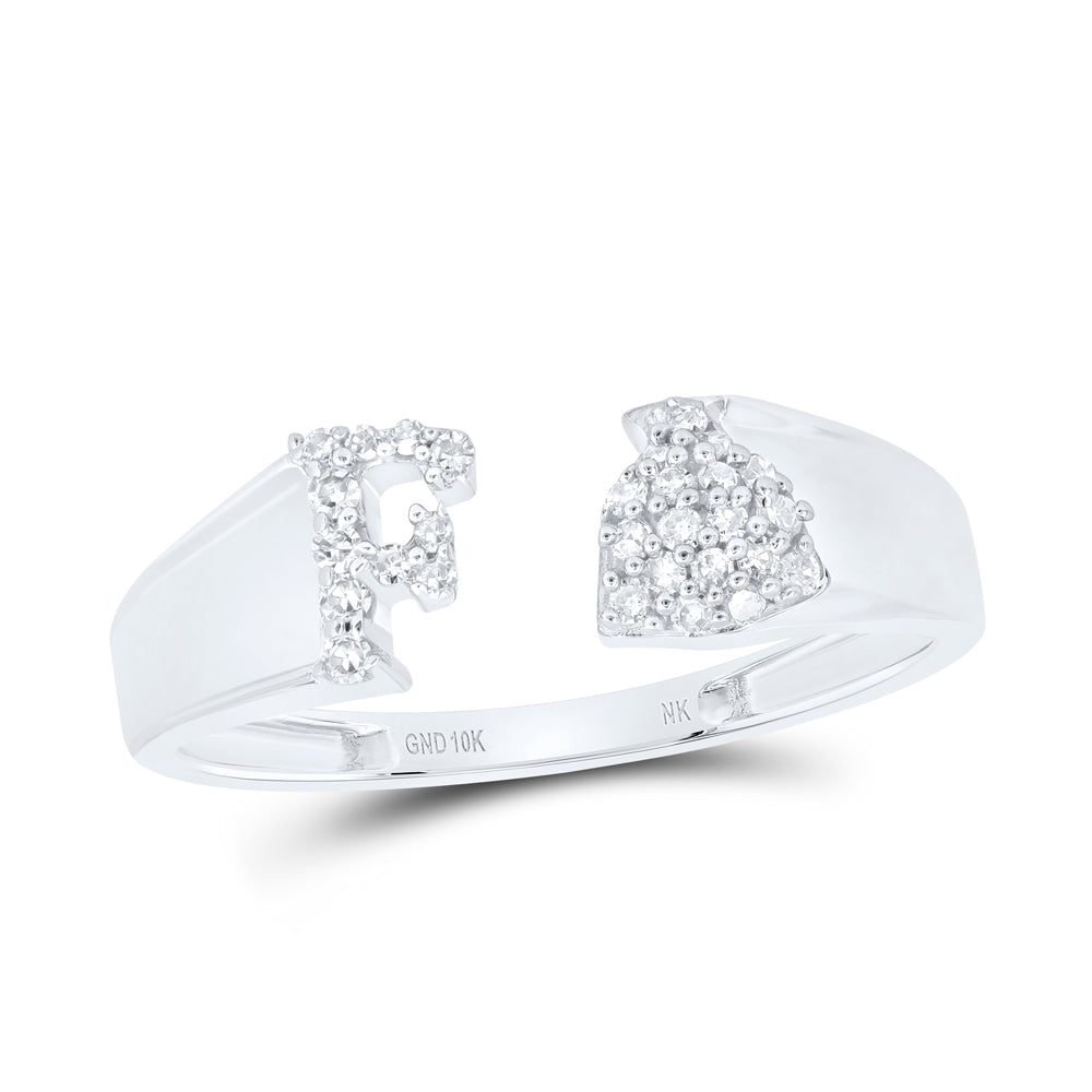 1/8CTW-NAT DIA NK GIFT INITIAL "F" LADIES RING