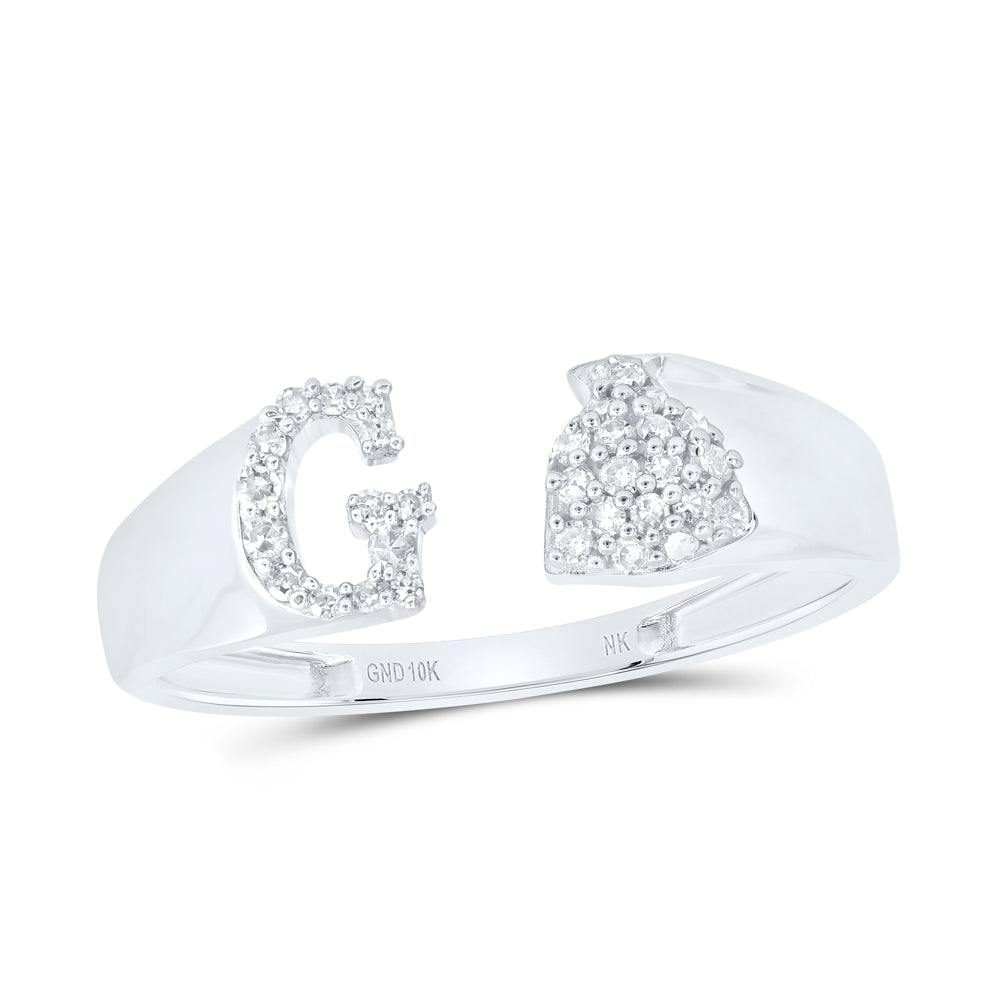1/8CTW-NAT DIA NK GIFT INITIAL "G" LADIES RING