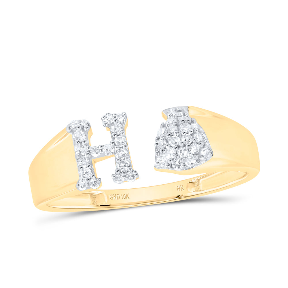 1/8CTW-NAT DIA NK GIFT INITIAL "H" LADIES RING