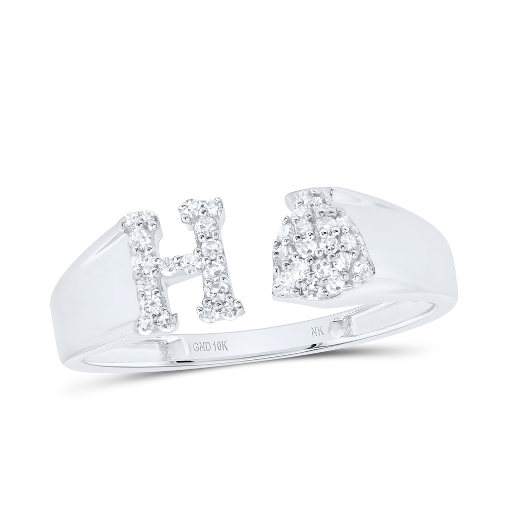 1/8CTW-NAT DIA NK GIFT INITIAL "H" LADIES RING