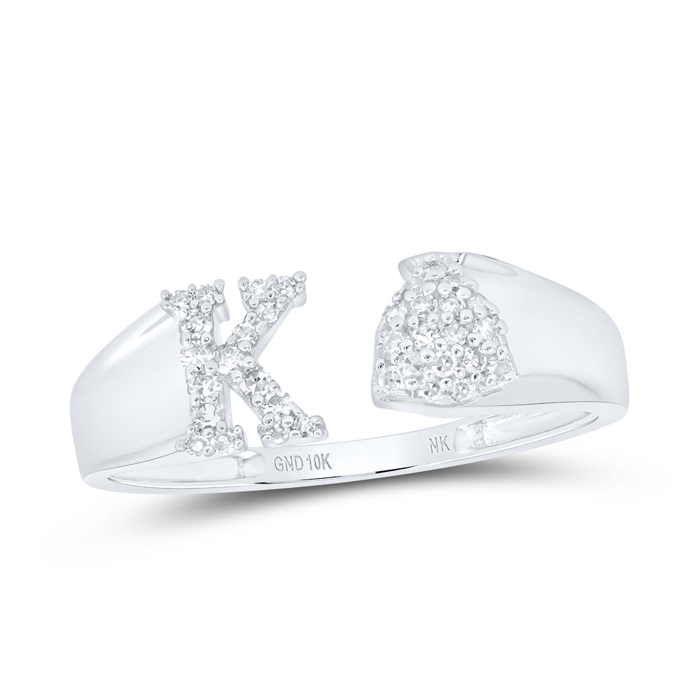 1/8CTW-NAT DIA NK GIFT INITIAL "K" LADIES RING