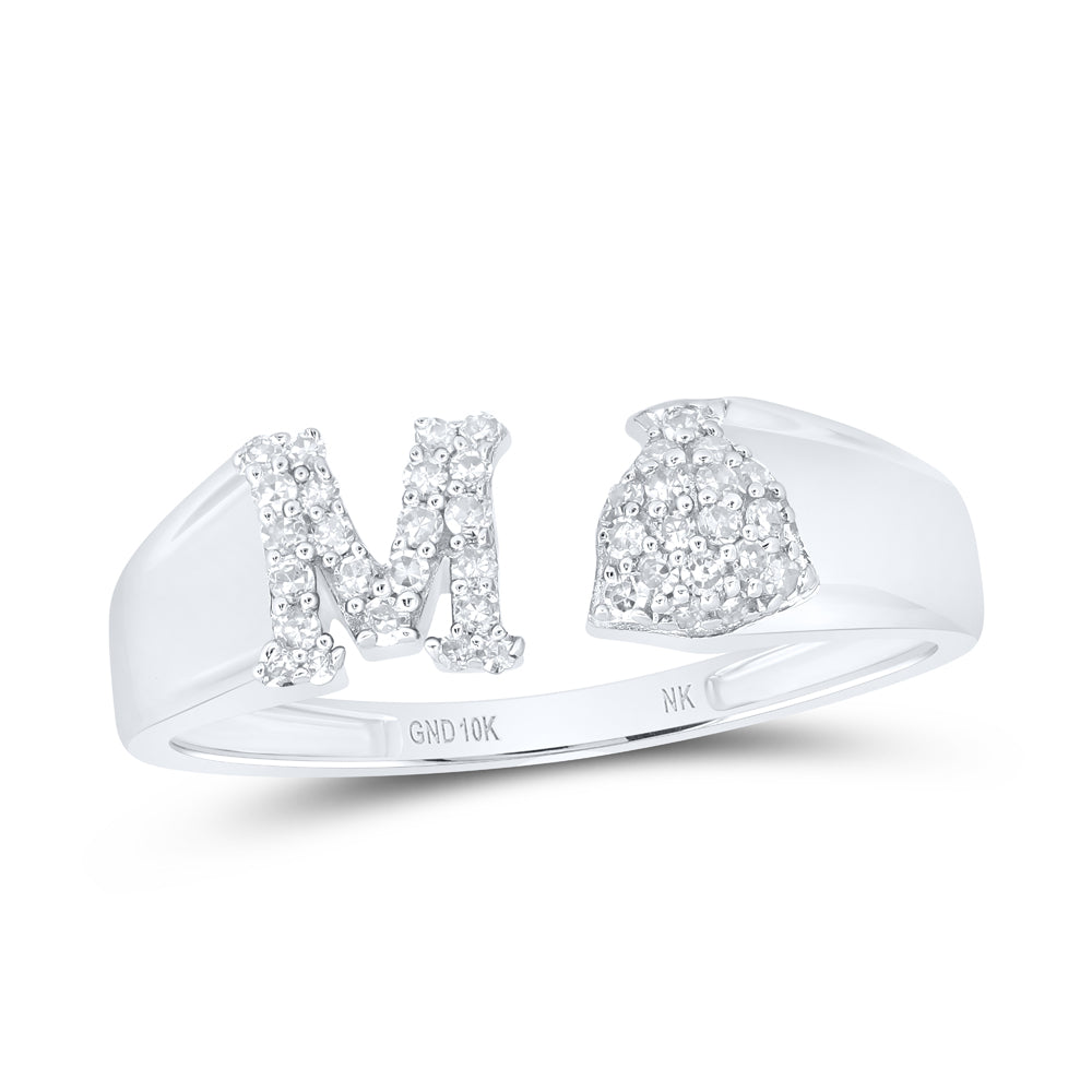 1/6CTW-DIA NK GIFT INITIAL "M" LADIES RING