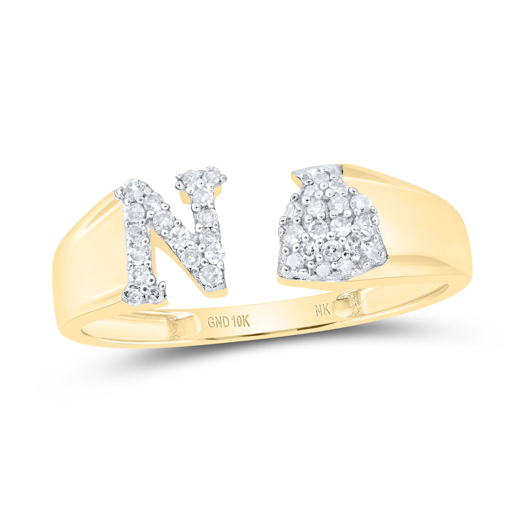 1/6CTW-NAT DIA NK GIFT INITIAL "N" LADIES RING