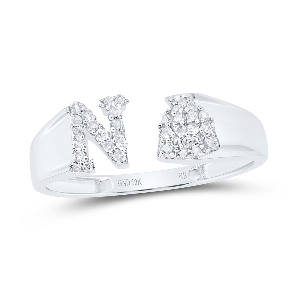 1/6CTW-DIA NK GIFT INITIAL "N" LADIES RING