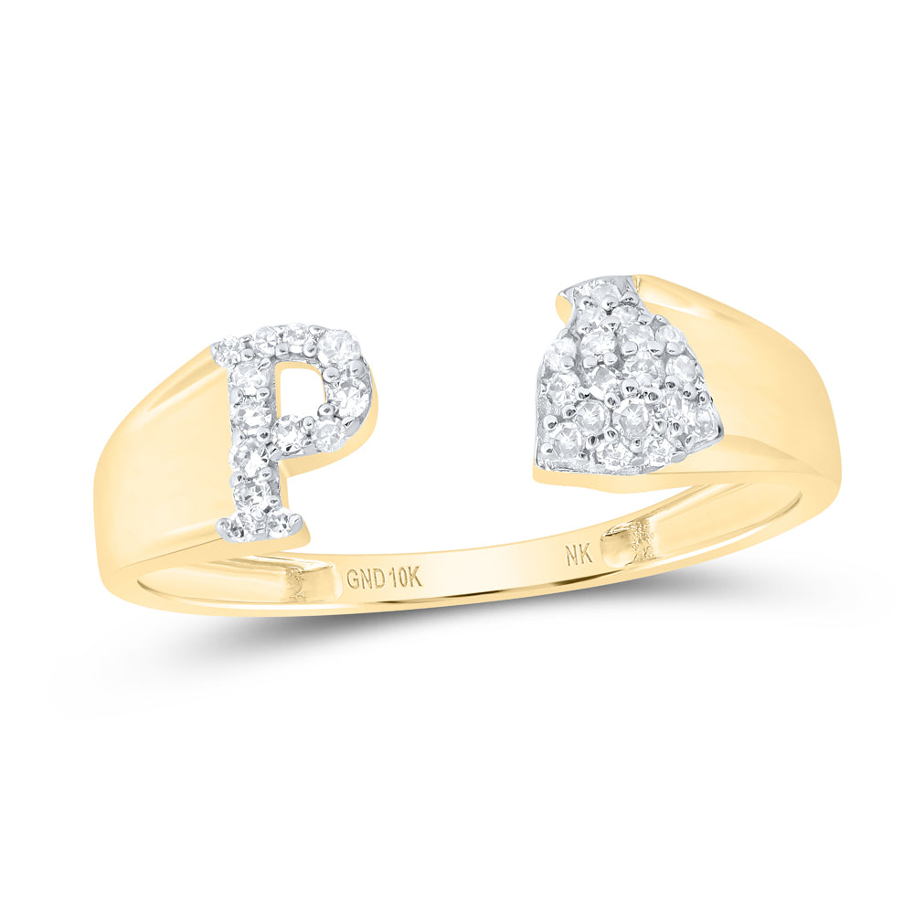 1/8CTW-NAT DIA NK GIFT INITIAL "P" LADIES RING