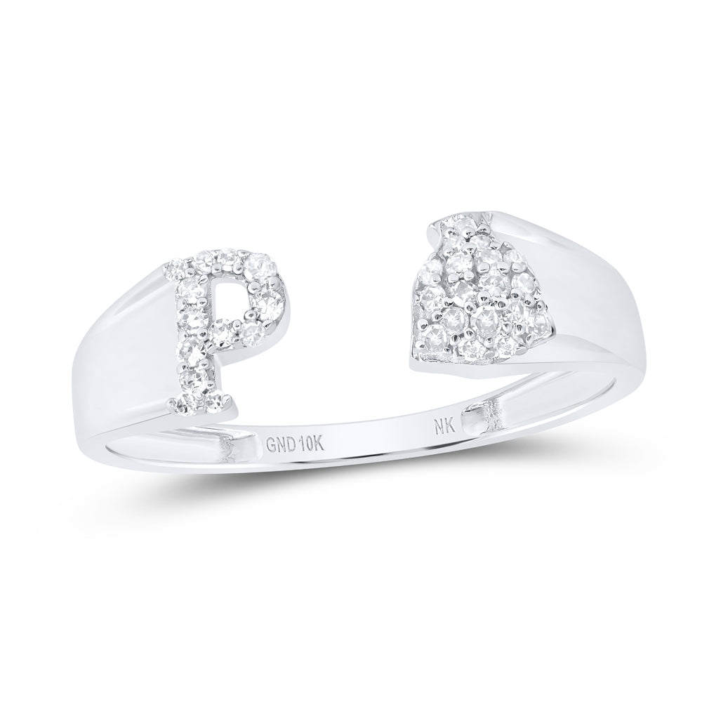 1/8CTW-NAT DIA NK GIFT INITIAL "P" LADIES RING