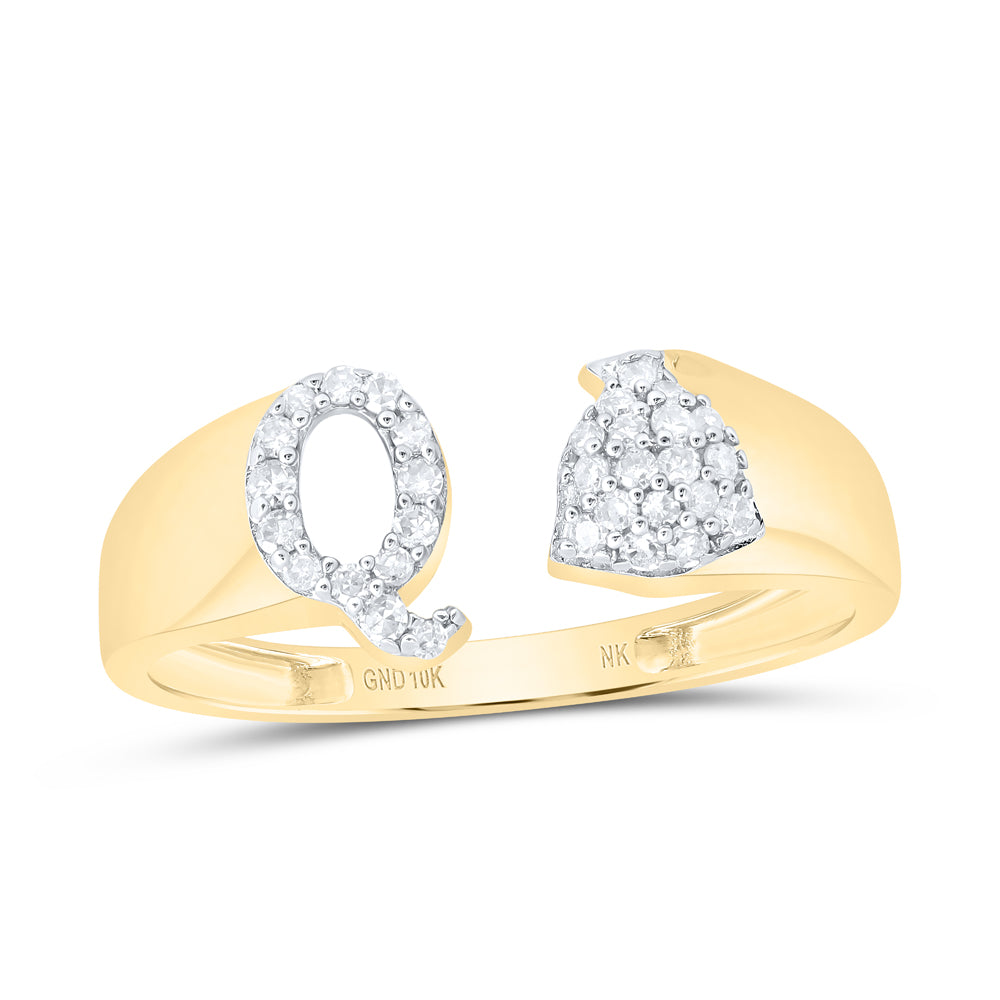 1/6CTW-NAT DIA NK GIFT INITIAL "Q" LADIES RING