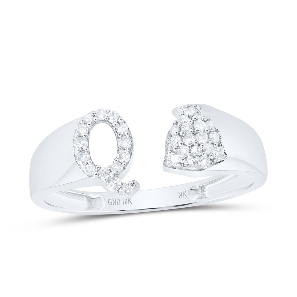 1/6CTW-NAT DIA NK GIFT INITIAL "Q" LADIES RING