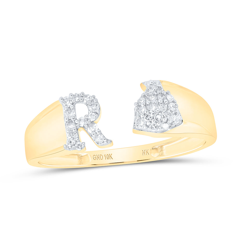 1/8CTW-NAT DIA NK GIFT INITIAL "R" LADIES RING