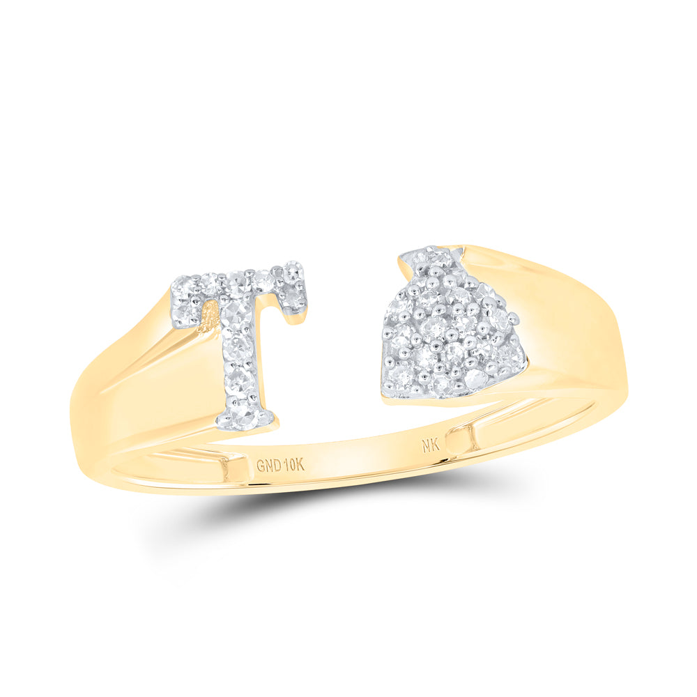1/8CTW-NAT DIA NK GIFT INITIAL "T" LADIES RING