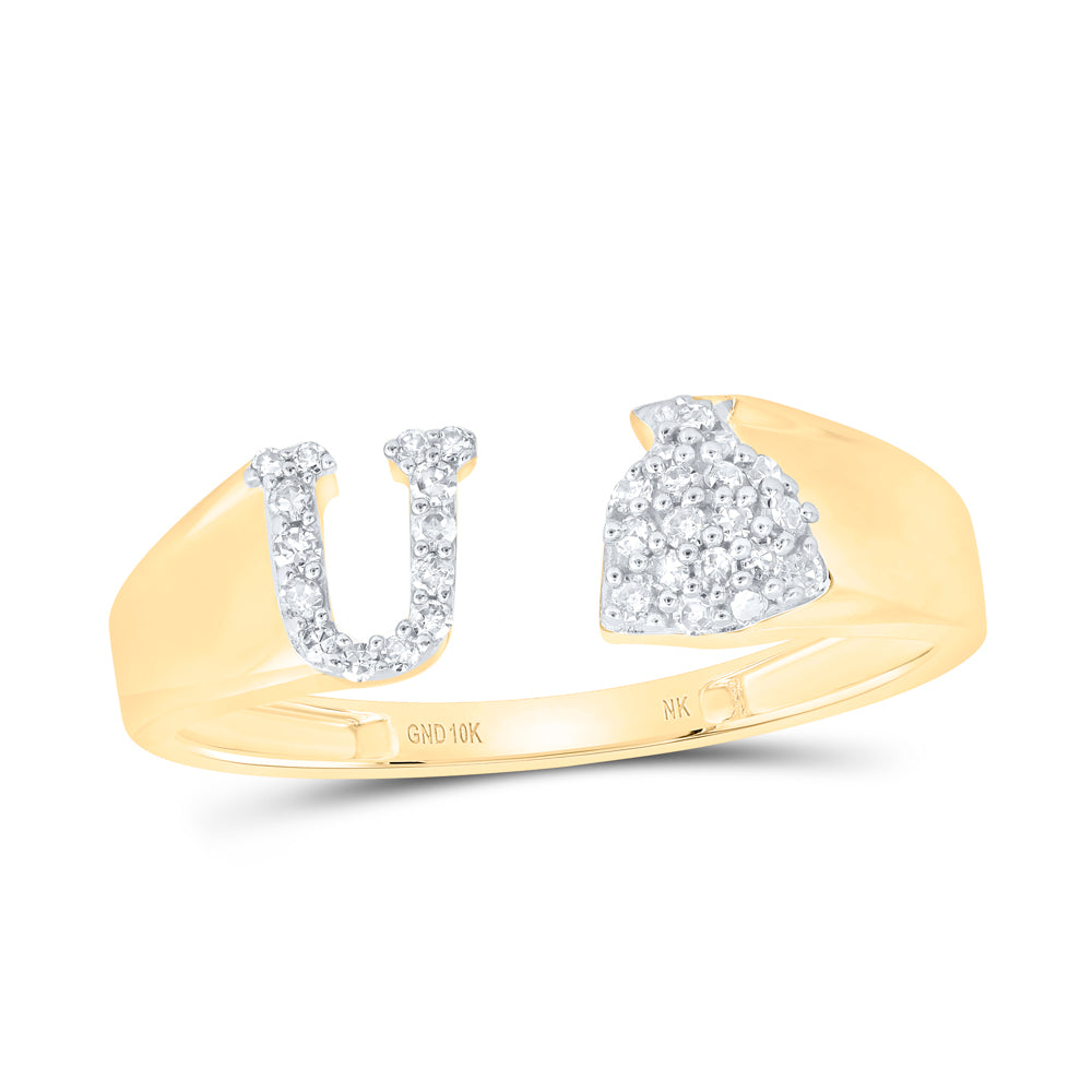 1/8CTW-NAT DIA NK GIFT INITIAL "U" LADIES RING