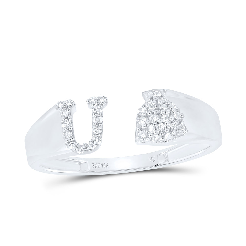 1/8CTW-NAT DIA NK GIFT INITIAL "U" LADIES RING